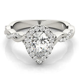 Braided Shank With Pear Halo Head Engagement Ring (51087-E)