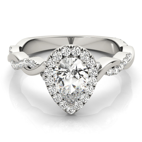 Braided Shank With Pear Halo Head Engagement Ring (51087-E)