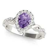 Braided Shank With Pear Halo Head Engagement Ring (51087-E)
