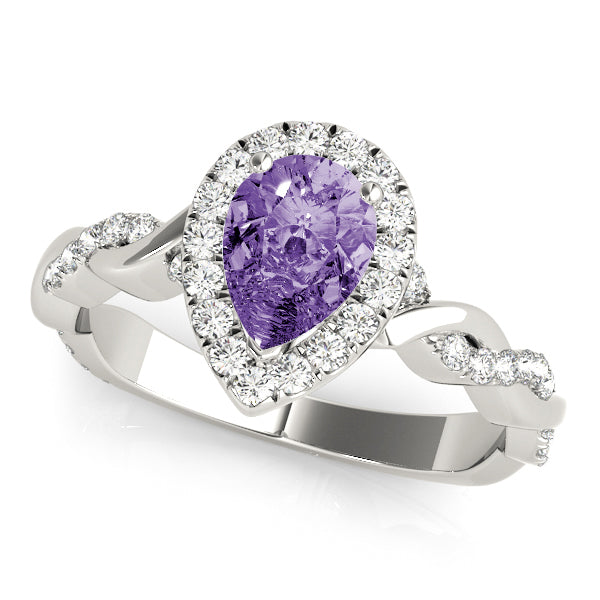 Braided Shank With Pear Halo Head Engagement Ring (51087-E)