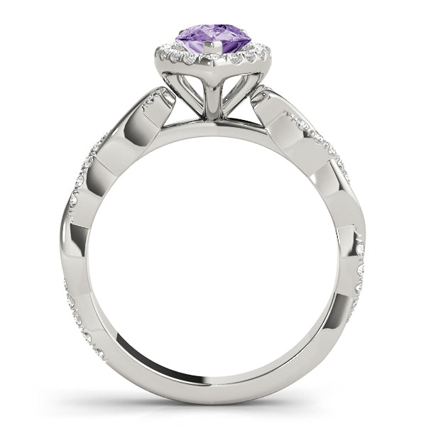 Braided Shank With Pear Halo Head Engagement Ring (51087-E)