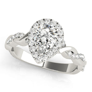 Braided Shank With Pear Halo Head Engagement Ring (51087-E)