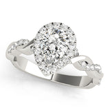 Braided Shank With Pear Halo Head Engagement Ring (51087-E)