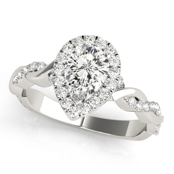 Braided Shank With Pear Halo Head Engagement Ring (51087-E)