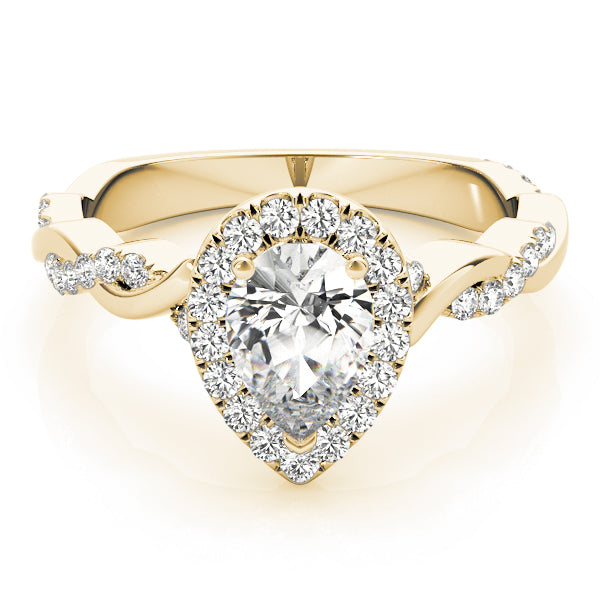 Braided Shank With Pear Halo Head Engagement Ring (51087-E)