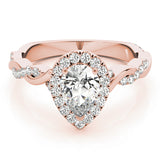 Braided Shank With Pear Halo Head Engagement Ring (51087-E)