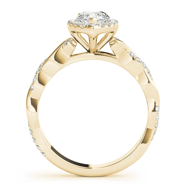 Braided Shank With Pear Halo Head Engagement Ring (51087-E)