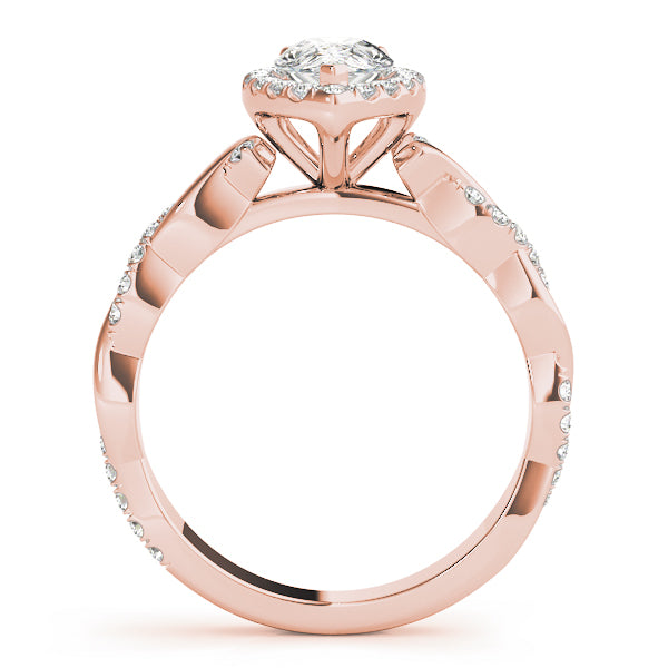 Braided Shank With Pear Halo Head Engagement Ring (51087-E)