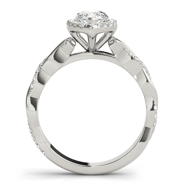 Braided Shank With Pear Halo Head Engagement Ring (51087-E)
