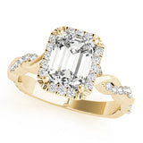 Braided Shank With Emerald Cut Halo Head Engagement Ring (51088-E)