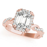 Braided Shank With Emerald Cut Halo Head Engagement Ring (51088-E)