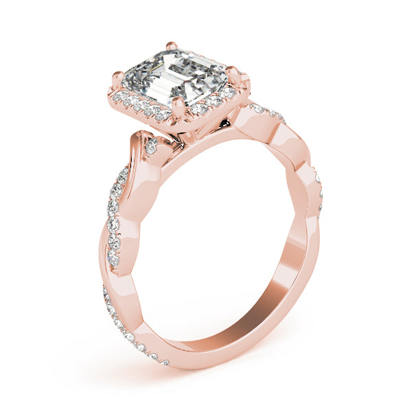 Braided Shank With Emerald Cut Halo Head Engagement Ring (51088-E)