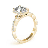 Braided Shank With Emerald Cut Halo Head Engagement Ring (51088-E)