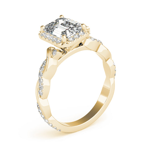 Braided Shank With Emerald Cut Halo Head Engagement Ring (51088-E)