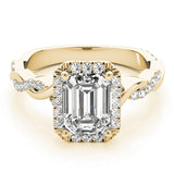 Braided Shank With Emerald Cut Halo Head Engagement Ring (51088-E)