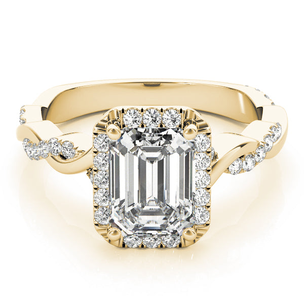 Braided Shank With Emerald Cut Halo Head Engagement Ring (51088-E)