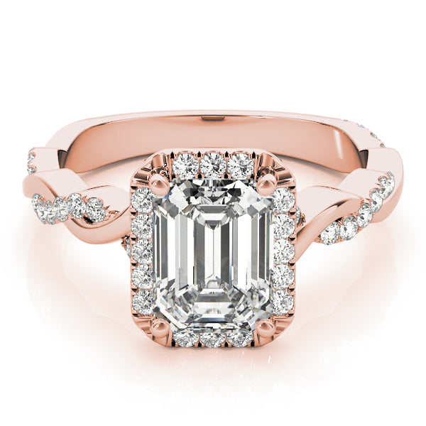 Braided Shank With Emerald Cut Halo Head Engagement Ring (51088-E)