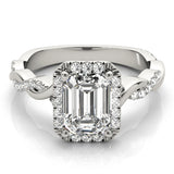 Braided Shank With Emerald Cut Halo Head Engagement Ring (51088-E)