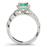 Braided Shank With Emerald Cut Halo Head Engagement Ring (51088-E)