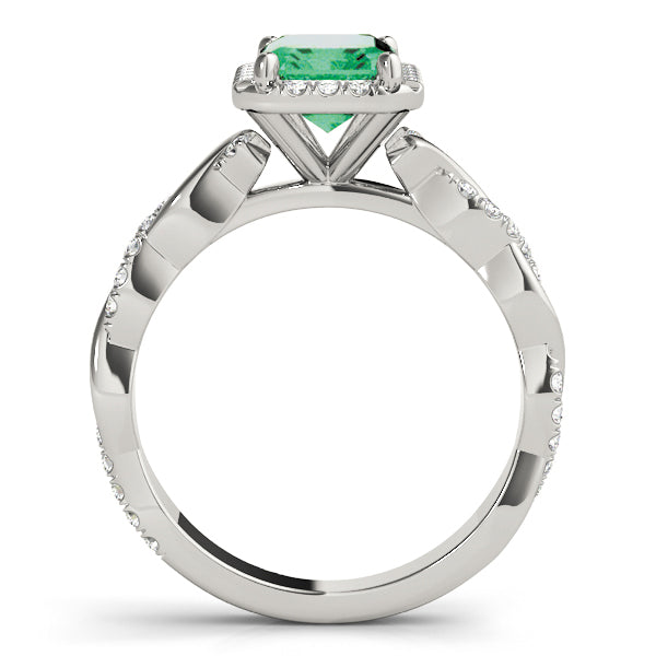 Braided Shank With Emerald Cut Halo Head Engagement Ring (51088-E)