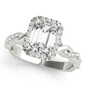 Braided Shank With Emerald Cut Halo Head Engagement Ring (51088-E)