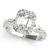 Braided Shank With Emerald Cut Halo Head Engagement Ring (51088-E)