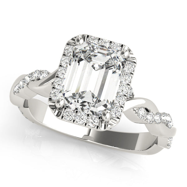 Braided Shank With Emerald Cut Halo Head Engagement Ring (51088-E)