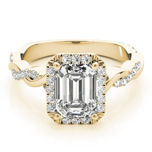 Braided Shank With Emerald Cut Halo Head Engagement Ring (51088-E)