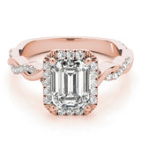 Braided Shank With Emerald Cut Halo Head Engagement Ring (51088-E)