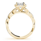 Braided Shank With Emerald Cut Halo Head Engagement Ring (51088-E)