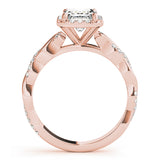 Braided Shank With Emerald Cut Halo Head Engagement Ring (51088-E)