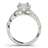 Braided Shank With Emerald Cut Halo Head Engagement Ring (51088-E)