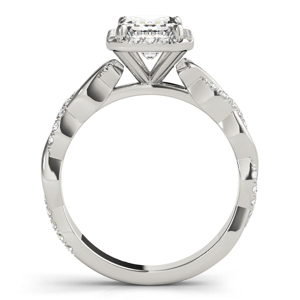 Braided Shank With Emerald Cut Halo Head Engagement Ring (51088-E)