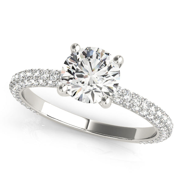 Round Pave With Head Engagement Ring
