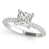 Square Pave With Princess Cut Head Engagement Ring