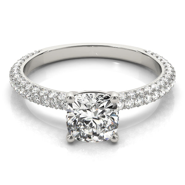 Pave With Cushion Head Engagement Ring (51093-E-5)