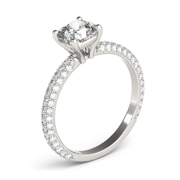Pave With Cushion Head Engagement Ring (51093-E-6.5)