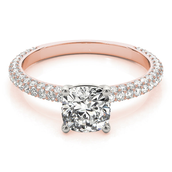 Pave With Cushion Head Engagement Ring (51093-E-5.5)