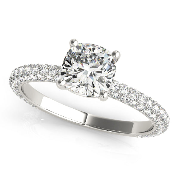 Pave With Cushion Head Engagement Ring (51093-E-5)