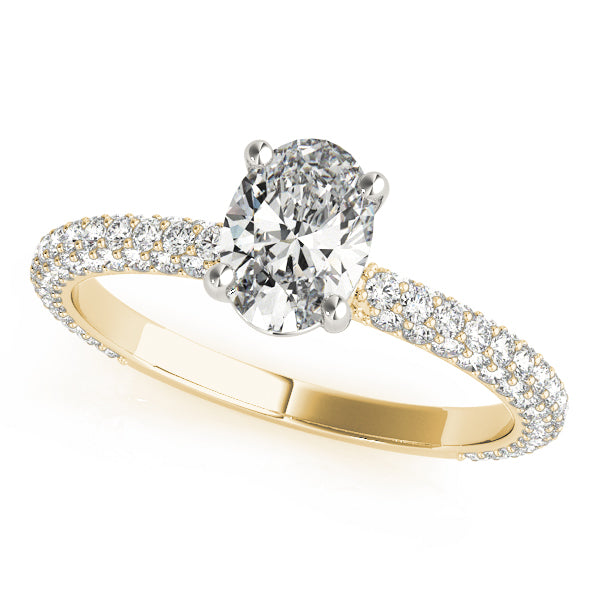 Pave With Oval Center Engagement Ring (51094-E)