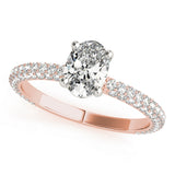 Pave With Oval Center Engagement Ring (51094-E)