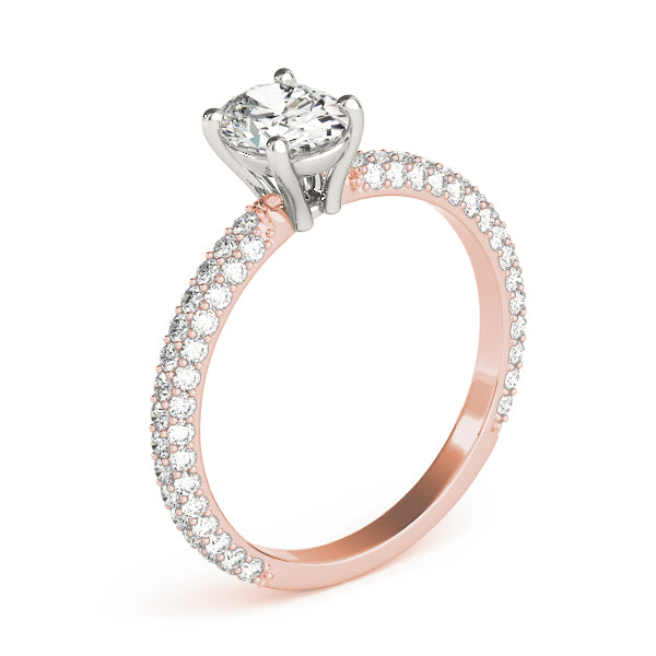 Pave With Oval Center Engagement Ring (51094-E)
