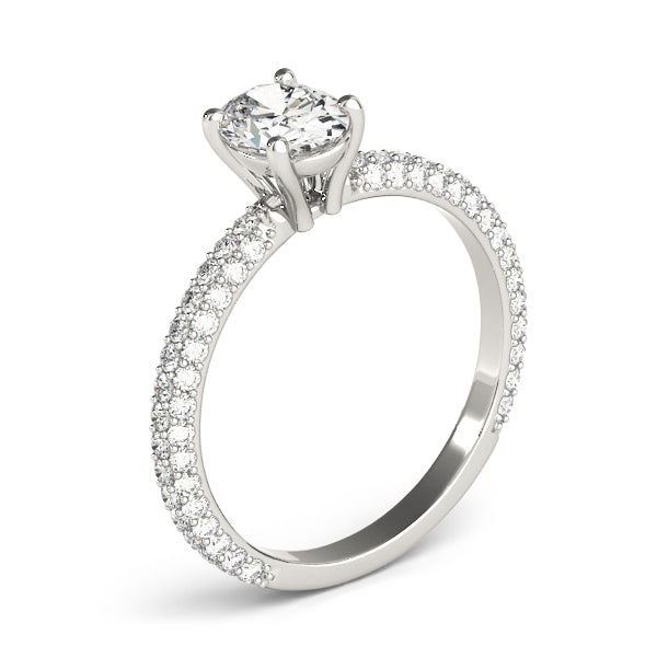 Pave With Oval Center Engagement Ring (51094-E)