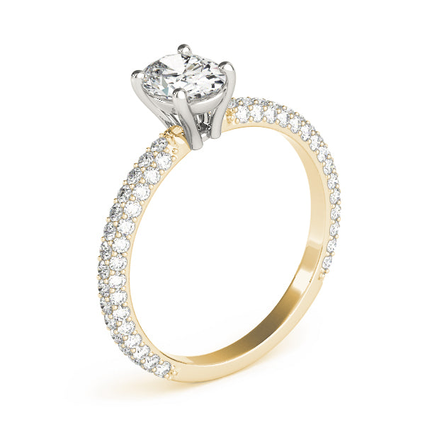 Pave With Oval Center Engagement Ring (51094-E)