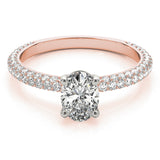 Pave With Oval Center Engagement Ring (51094-E)