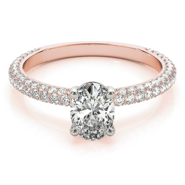 Pave With Oval Center Engagement Ring (51094-E)
