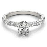 Pave With Oval Center Engagement Ring (51094-E)