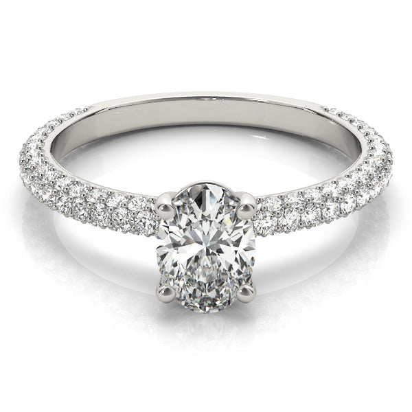 Pave With Oval Center Engagement Ring (51094-E)