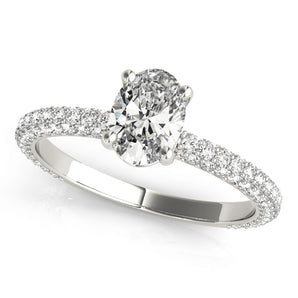 Pave With Oval Center Engagement Ring (51094-E)