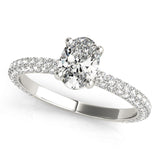 Pave With Oval Center Engagement Ring (51094-E)